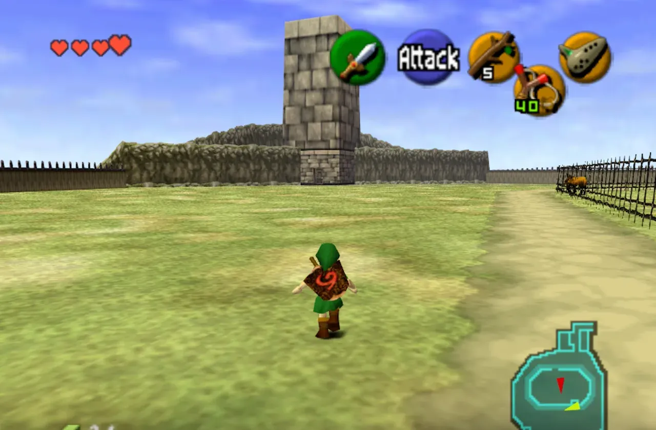 The silo at the back of Lon Lon Ranch, N64 version