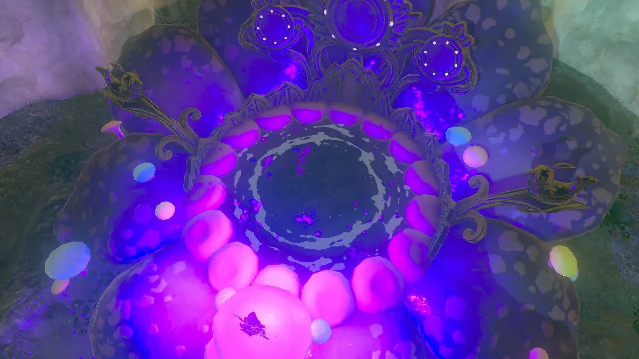 紫色に光る大きな花