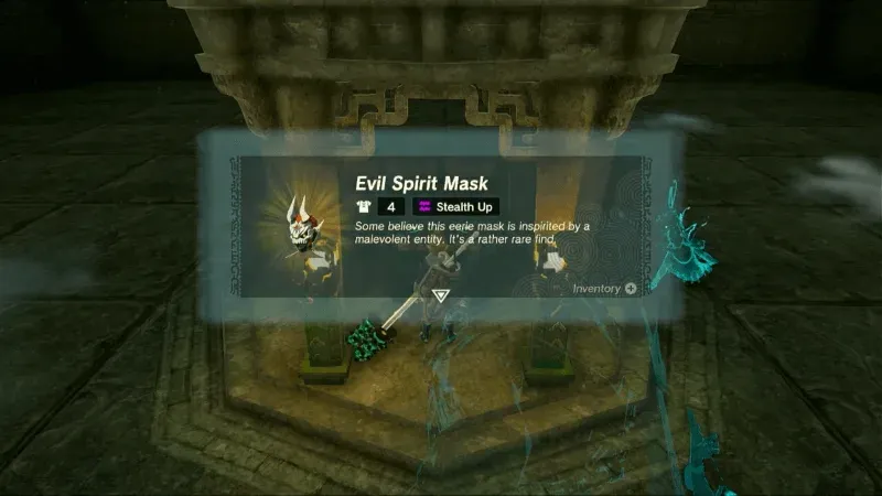 Getting the Evil Spirit Mask at the altar at the end of the South Lomei Prophecy