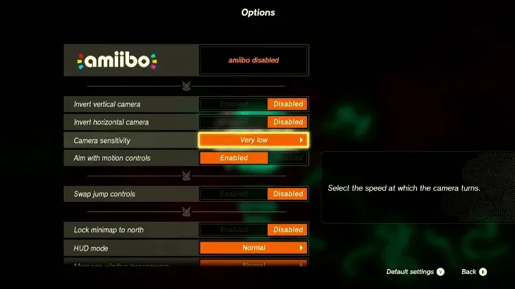 选项画面最上方的 amiibo 设置，目前为不使用