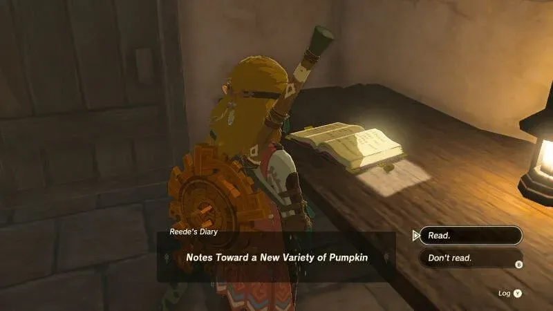 Reede’s diary on the shed table with the Read option visible