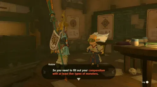 Robbie explaining the requirement to record five types of monster