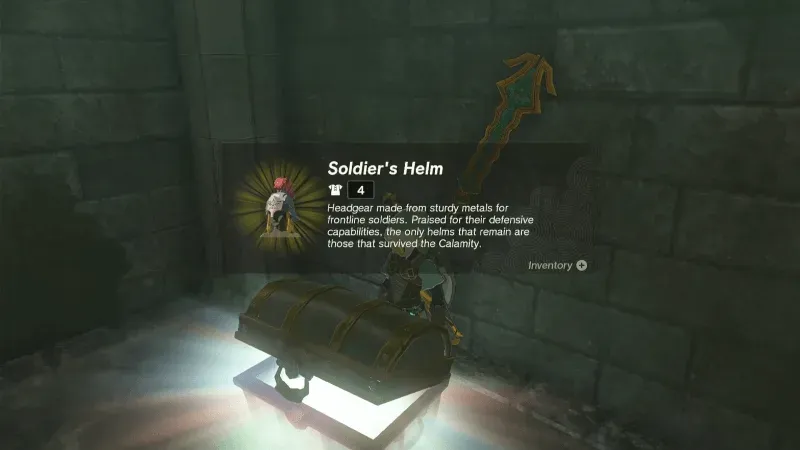 Opening the chest with the Soldier's Helm