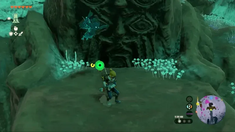 A Bargainer Statue carved into the rock in the Depths