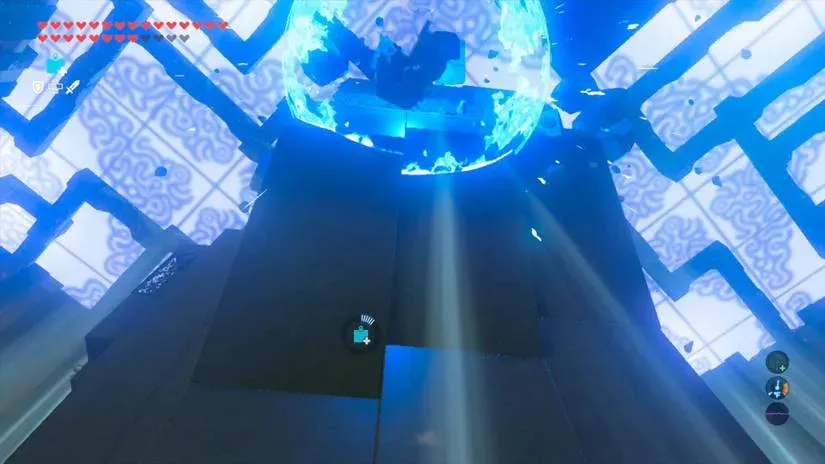 The breakable wall on the rotating tower being blasted open