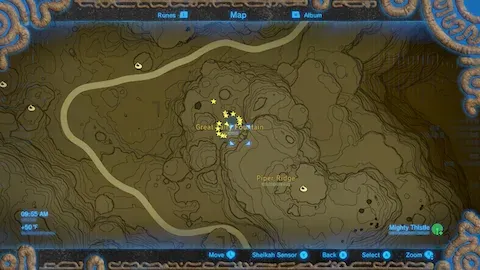 Map with Mighty Thistle spots starred around a Great Fairy Fountain