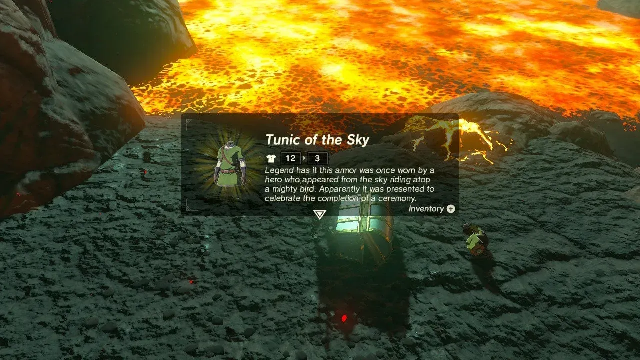 Opening a rare chest and getting the Tunic of the Sky