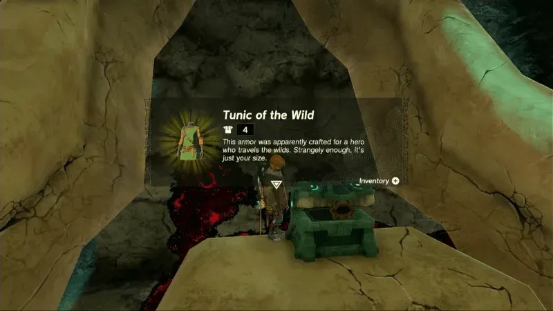 The chest with the Tunic of the Wild inside the jaw of the Gerudo Dark Skeleton