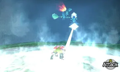 Link reflecting a beam at Twinrova with the Mirror Shield, 3DS version