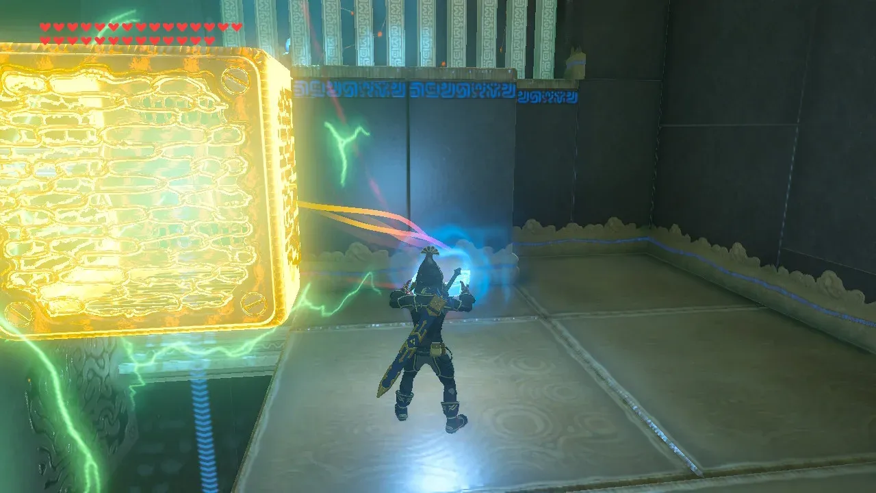 The climbable blocks leading towards the right-hand ledge