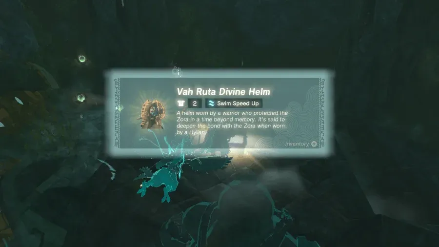 The Vah Ruta Divine Helm item card with the Swim Speed Up bonus