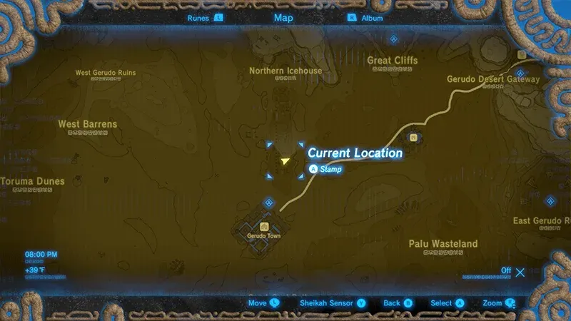 In-game map around the Northern Icehouse
