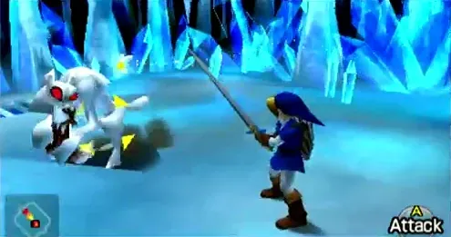 Link fighting the White Wolfos in the 3DS version
